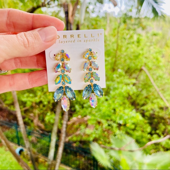 Sorrelli Repeating Navette Dangle Earrings Blue Green Multi NWT - Picture 4 of 16